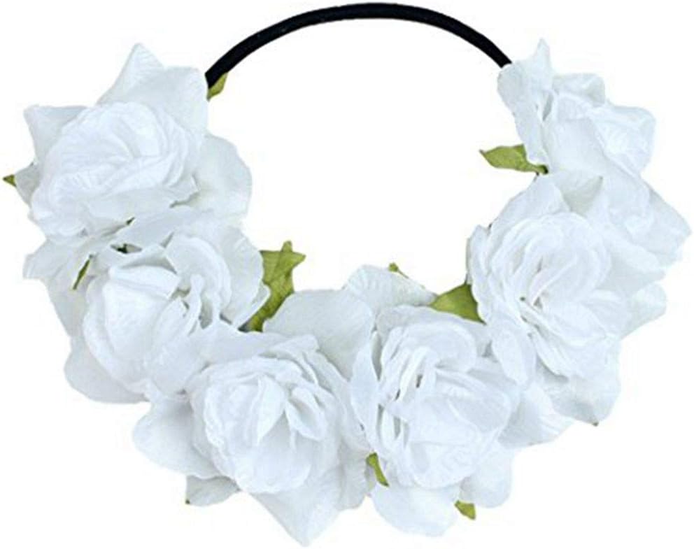Flower Headband for Women, Floral Flower Crown Stretch Headband Elastic Hair Band Costumes for Women Girls Men Boys