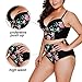 Camlinbo 2018 Women’s Plus Size Swimsuit High Waisted Ruffles Push up Halter Bikini Set, B-floral Pattern, XXL( US 18-20)