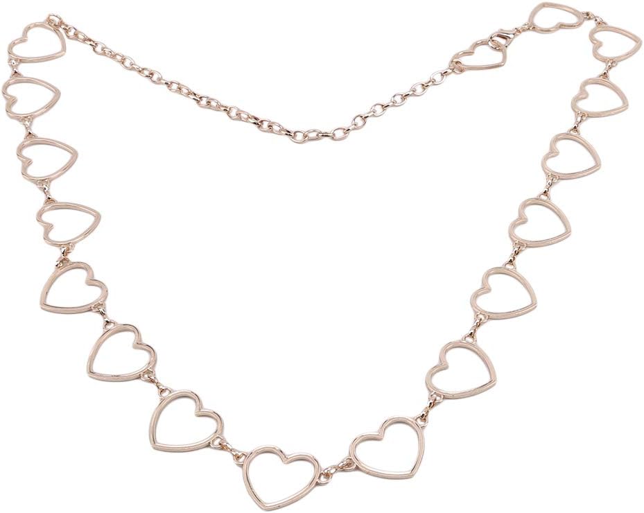 Yesiidor Hollow Heart Waist Chain Heart Tassel Pendent Belt Beach Bikini Body Chain Fashion Party Jewelry Accessories for Women,Golden