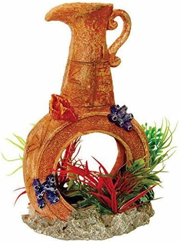 Pot with Airstone &amp; Plants Fish Tank Decorative ornament (AQ28668)