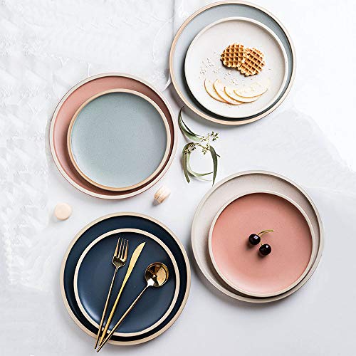 image for MDZF SWEETHOME 10.4-Inch Porcelain Dinner Plates Set Pizza Pasta Servi