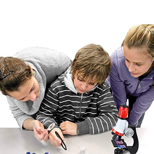 Science Microscope Kit for Children 100x 400x 1200x Refined Scientific Instruments Toy Set for Early Education (Red) - Thumbnail 4