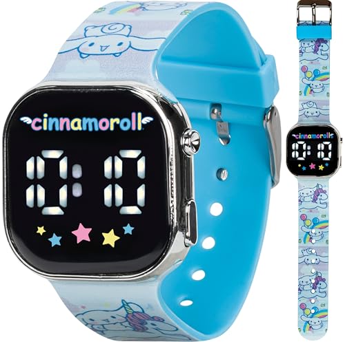 Accutime Cinnamoroll Kids Watch – LED Display, Square Case, Adjustable Plastic Strap, Collectible Tin – Perfect for Girls Who Love Cute Characters