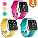 Maledan Compatible with Fitbit Versa/Fitbit Versa Lite SE/Fitbit Versa 2 Bands for Women Men Small, 3 Pack Sports Replacement Wristband Strap for Fitbit Versa Smart Watch, Rose Pink/Mango Yellow/Teal