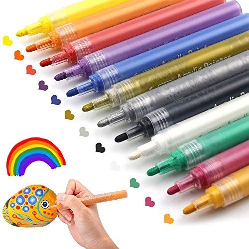 IMPORTIKAAH Acrylic Paint Pens for Rocks Painting Ceramic Glass Wood Fabric Canvas Mugs DIY Craft Making Supplies. Water-Based Acrylic Paint Marker Pens Permanent. 8 Pcs Set (8)