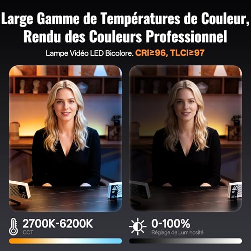 ZHIYUN Fiveray M40 [Official] 40W LED Panel, Pocket Photo Light 320g with Battery, 14000 Lux, 2700-6200k, CRI≥96, TLCI≥97, Portable Streaming Lamp for Youtube TikTok Livestream