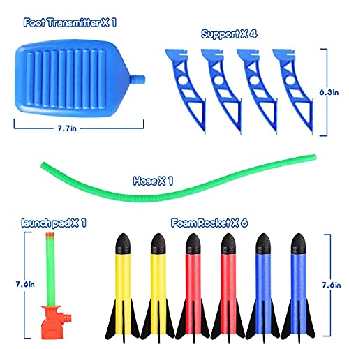 Bonbell Rocket Toy, 6 Rockets and 100 Feet Rocket Launcher for Kids, Durable Tripod Stand & Air Powered, Kids Outdoor Toy for Garden, Park, Birthday Gift for Boys Girls Age 3-12