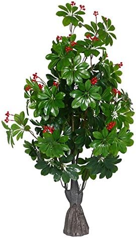 Artificial Plants Money Tree 165cm Tall, Large Silk Green Leaves and Red Fruits Fatsia Japonica Plant, With No Pot(814#)