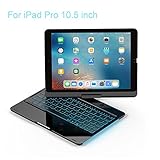 iPad Keyboard Case 10.5 Pro / 360 Degree Rotatable/Aluminum Shell Folio Case / 7 Color Backlit/Bluetooth Keyboard/Auto Sleep-Wake for 2017 Apple iPad Pro 10.5/ (Black)