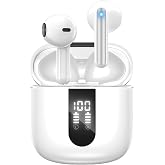 JBES Bluetooth Earbuds Wireless Headphones, 60H Deep Bass Ear Buds with 4 Noise Cancelling Microphone, IP5 Waterproof Earphones for iPhone Android Sports audifonos Bluetooth inalambricos (Pearl)