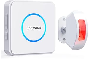 AMHEY Wireless Motion Sensor Alarm Indoor: Motion Detector Alarm for Business Store Home Security with 35 Ringer/Led Light Remind- Motion Sensor Door Chime with Buzzer