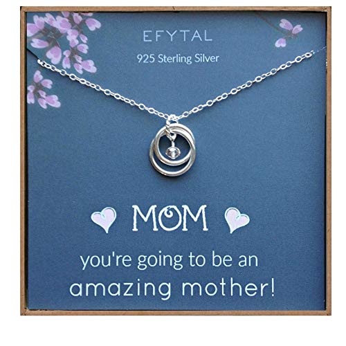 EFYTAL Baby Shower Gift, Sterling Silver Pregnancy Necklace for Expecting New Mom, Pregnant Mother To Be Jewelry (Best Mom To Be Gifts)