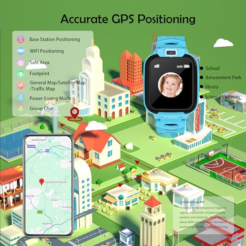 EUNICECG Reloj Inteligente Niño con GPS Localizador Despertador Juego Llamadas IP68 Impermeable Modelo de Aula SOS - Digital Smartwatch para Niños Adolescentes Reloj niña Cumpleaños Regalos