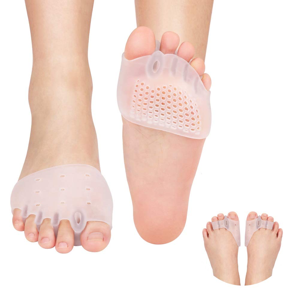 3-Hole Bunion Corrector Protector 5-Hole Big Toe Straighteners Gel Toe Separator Foot Splint Support for Hallux Valgus, Overlapping, Hammer, Turf, Bent Toe Day and Night Pain Relief 2 Pair Set
