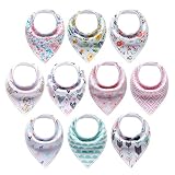 10-Pack Baby Girl Bandana Drool Bibs Gift Set for Drooling Teething by MiiYoung