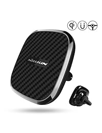 Cargador inalámbrico, diseño de coche, rápido cargador inalámbrico dispositivo de imanes y Qi estándar inalámbrico carga integrado con bola de acero inoxidable giratoria de 360 ° para iPhone X iPhone 8 Samsung Galaxy S9