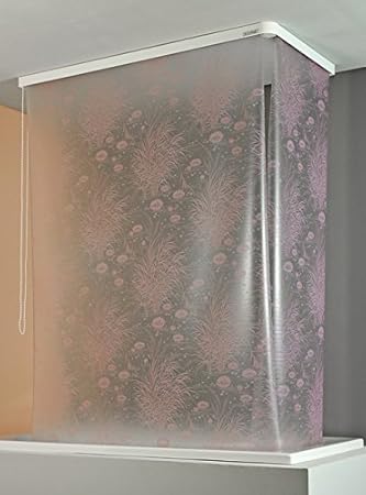 ECO-DuR 4024879000721 Kassetten ECK Duschrollo 137 x 62 cm silber - Seerose flieder