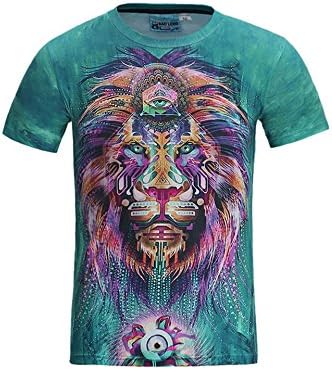 Canonon Men's Mighty Tiger Graphic Crewneck Short Sleeve T-Shirt Green XXXL