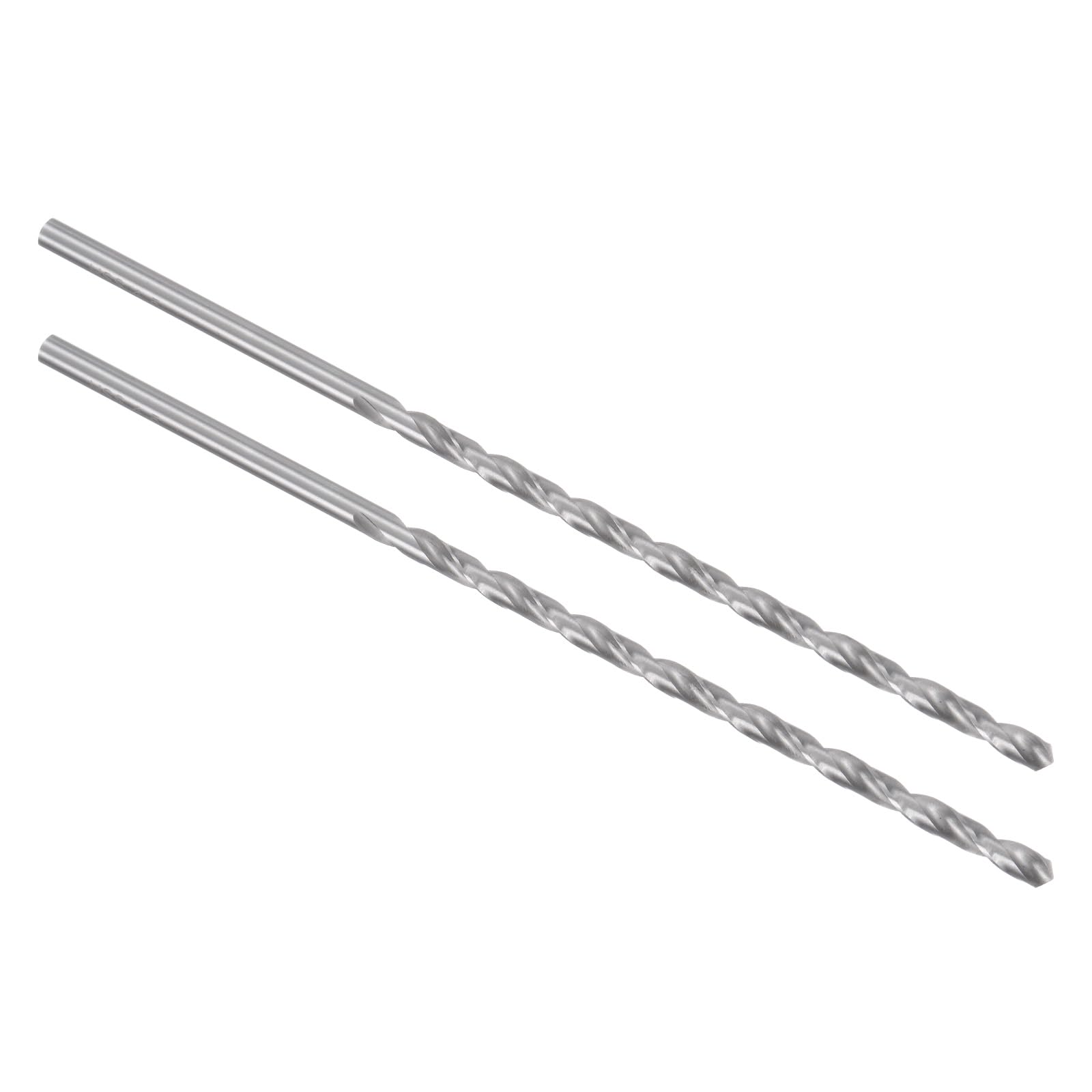 Kozelo 2PCS Twist Drill Bit - [4.5mm] High-Speed Steel Cobalt Round Shank Jobber Bit Set Silver Tone for Metal Wood Plastic Steel Use, 106mm / 4.17" Blade Length