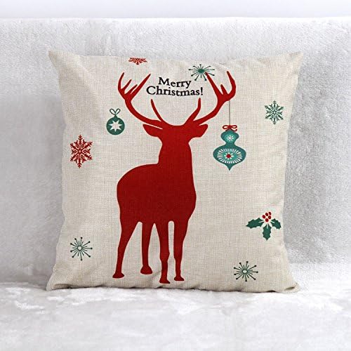 Home Office Sofa Cushion Pillow Creative Nap Linen Cushion Coverswith Pillow InnerWith pillow inner(Christmas Red Deer,17.7x17.7In)