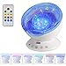 NEWKBO Remote Control Ocean Wave Projector,12 LED &7 Colors Night Light Projector, with Built-in Mini Music Player, for Living Room and Bedroom (White)