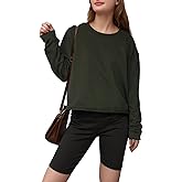 ALPSWARE Womens Crop Sweatshirt Long Sleeve Cropped T Shirts Crewneck Loose Fit Tops Trendy Fashion