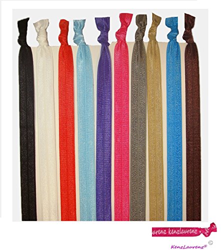 10 Elastic HEADBANDS Assorted (Available in Lots of COLORS) No crease Knotted Ouchless headband or hair ties by Kenz Laurenz (Assorted)