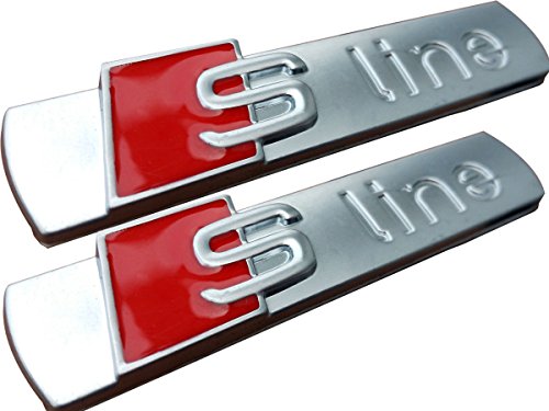 Deselen - LP-BS07 - Car Emblem Chrome Stickers Decals Badge Labeling for S Line A3, A4, A6, Q3,Q5, Q7, S6, S8, Pack of 2 (Frosting Silver)