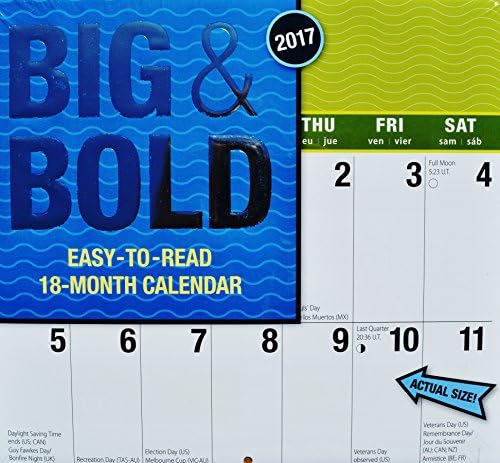 18-Month 2017 Big &amp; Bold Easy-to-Read Large Print Wall Calendar