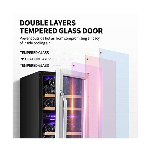 Karcassin-15-inch-Wine-Cooler-Refrigerator-Update-Version-Compressor-Wine-Bottle-Chiller--Dual-Temp-Zones--Stores-upto-28-Bottles