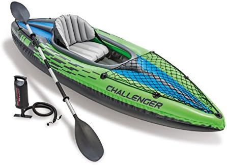 Intex Challenger K1 Kayak, 1-Person Inflatable Kayak Set with Aluminum Oars and High Output Air Pump 3 Pack