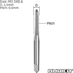 Burkit 2pcs M3.5 Thread Tap Right Hand, HSS M3.5 x