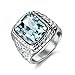 MASOP Anti Allergy 316L Stainless Steel Ring Man Synthetic Aquamarine Crystal Engagement Wedding Jewelry