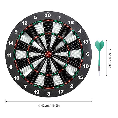 Festnight Security Plastic Dart Game Dartboard with 6 Bristle Darts Staple-Free Bullseye with Rotating Number Ring Adults Kids Inhouse Toy Office Entertainment