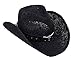 TAUT Unisex Woven Straw Ranch Cowboy Hat with Shapeable Brim Bull_Black