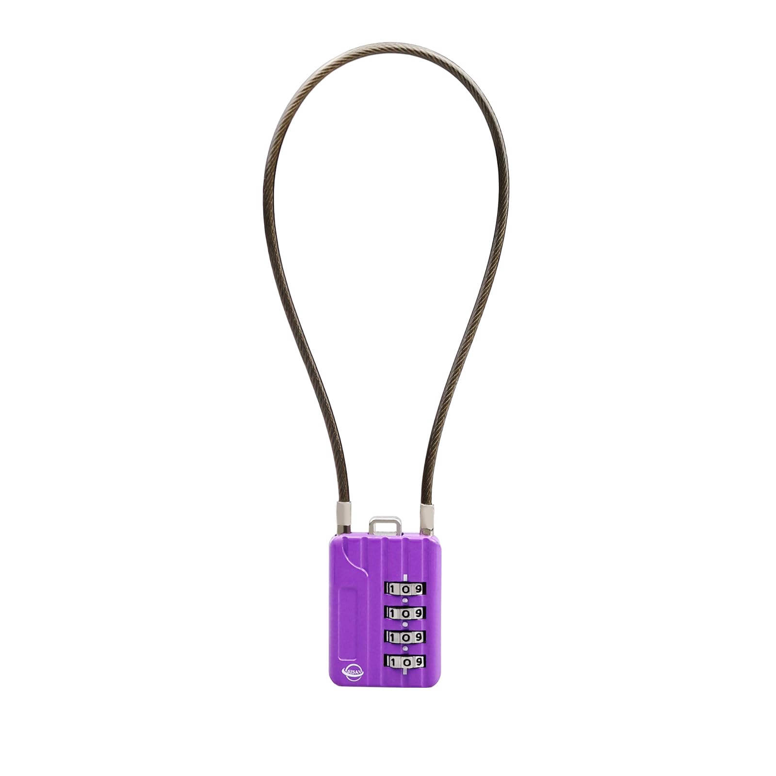 SISAV 4 Digit Combination Locks - 12 inches(30cm) Cable for School Gym Locker, Helmet, Filing Cabinets, Toolbox, Luggage Suitcase, Knapsack - 3mm Diameter - Purple