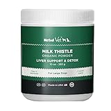 Certified Organic Milk Thistle Powder for Cats and Dogs - Easy to Mix with Wet or Dry Food- Promotes Healthy Liver Function and Detox for Pets (10 OZ for Large Dogs)