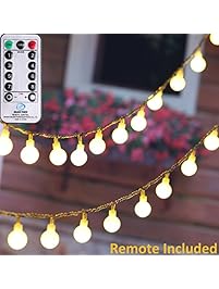 MineTom UL Listed 36 feet Crystal Ball 100 LED Globe String Lights with Remote & Timer, Warm White