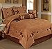 8 Pieces WESTERN Lodge Oversize Comforter Set Camel Brown Lone Star Micro Suede Queen Size Bedding