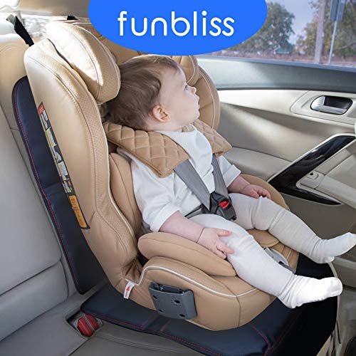 Funbliss Car Seat Protector for Pet, Baby Child Car Seats, - Auto Seat Cover Mat for Under Carseat with Thickest Padding to Protect Leather & Fabric Upholstery - Waterproof and Dirt Resistant (2 Pack)