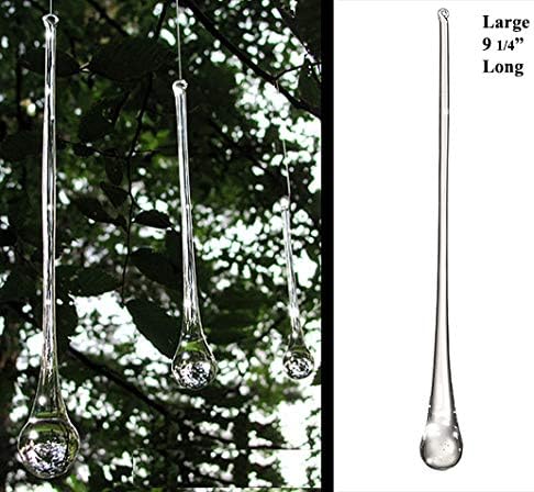 Christmas Ornament Set of 6 | Solid Glass Teardrop Icicles (9 1/2" - Large)
