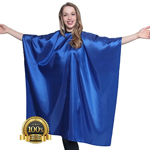 Blue Iridescent Salon Cape with snaps Professional Quality 45 inch X 60 inch Heavy Duty Material Extra Long Durability For Barbershop and Beauty Shop Use Long Lasting and Specialized (NAVY BLUE)