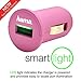 Hama SafeCharge 12Watt/2.4 Amp USB Car Charger with SmartLight, for iPhone 5 /5s, 6 / 6 Plus / 6s / 6s Plus, iPad, Galaxy S5, S6/ S6 Edge/Edge+, Note5, Nexus 5 /6, HTC, Moto X and More, Pink