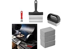 Loopunk Griddle Cleaning Kit for Blackstone 6 Pieces, Stainless Steel Griddle Scraper and Cleaner Pumice Stone for Removing S