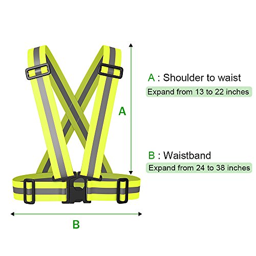 Reflective Vest Elastic & Adjustable Reflective Gear with Hi Vis Bands | High Visibility for Running,Dog Walking,Jogging,Cycling,Motorcycle Safety (2 Pack) - Thumbnail 3