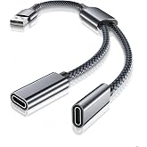 Elebase USB to Double USB C Female Adapter,Type A Charger Cable Splitter | Dual Two 2 USBC for MagSafe,Apple Watch Series 11 10 9 8,iPhone 18 17 17e 16 15 Pro Max,Galaxy S26 S25 S24,iPad 10 Air 5 Mini