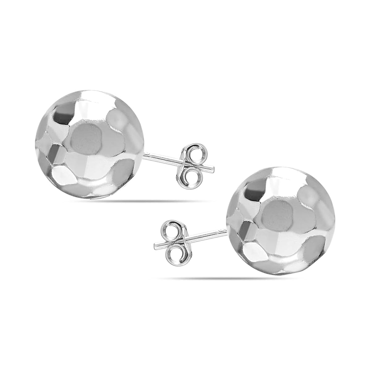 Charmsy Sterling Silver Jewelry 8 MM Hammered Ball Post Stud Earrings for Women
