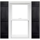 Polaris Homeside 4 Board and Batten Joined Vinyl Shutters (1 Pair) 14-1/2in. x 47in. - 050 Black