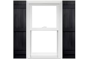 Polaris Homeside 4 Board and Batten Joined Vinyl Shutters (1 Pair) 14-1/2in. x 59in. - 050 Black