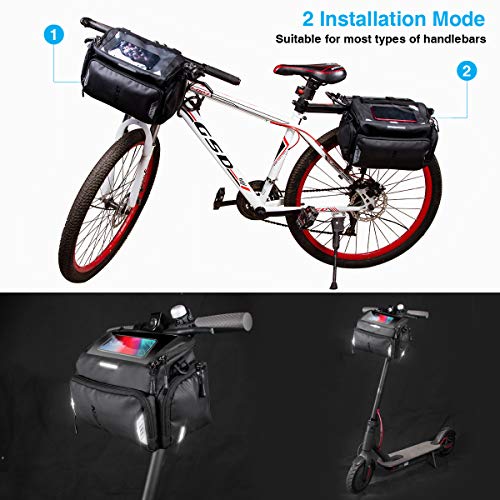 TEUEN Fahrrad Lenkertasche Wasserdicht Mountainbike Tasche Lenker Fahrradtasche mit Regenhülle, Gross Fahrrad… – Bild 4